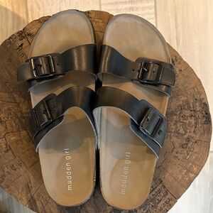 Madden Girl Black Double Buckle Sandals